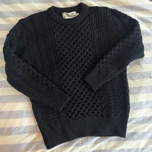 NWT Aran Wool Sweater Market Black Cable Knit Sweater